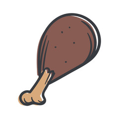 Chicken leg. Meat. Simple Vector Hand Drawn Illustration for Sticker, Print, Icon