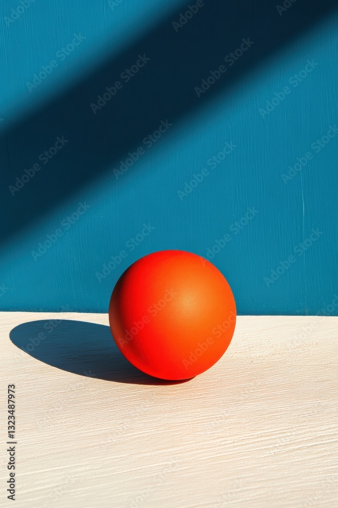 Poster minimalist color block geometry vibrant orange sphere in serene modern composition - contemporary de