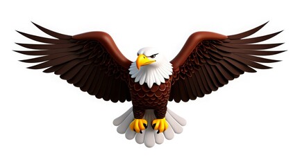 Soaring cartoon bald eagle with impressive wingspan