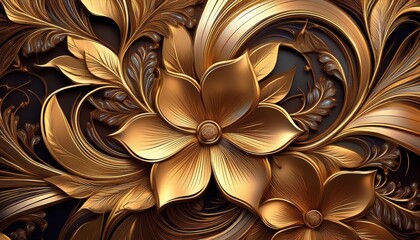 Golden Metallic Floral Texture. Intricate gold detail. Premium branding ready. Luxurious & elegant backdrop