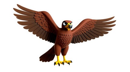 Dynamic cartoon eagle with open wings in flight