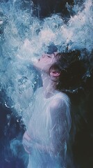 Obraz premium Ethereal Woman in a Surreal Ocean Dream