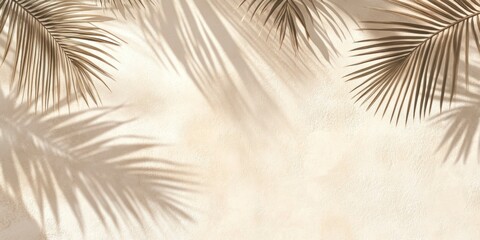 Obraz premium Palm Shadows on Beige Wall Background for Summer and Tropical Vibes