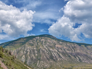 Mountain with alluvial fan. Altai mountain landscape natural background.