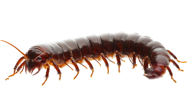 Realistic Myriapod Silhouette - Side View Transparent PNG