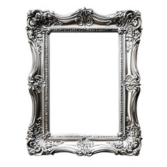 Silver ornate picture frame on white , Decorative antique home decor