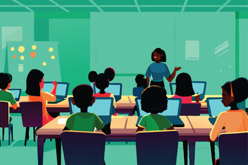 Volunteers enthusiastically conduct a digital literacy workshop, empowering participants with essential computer skills.  A friendly, collaborative learning environment is depicted.