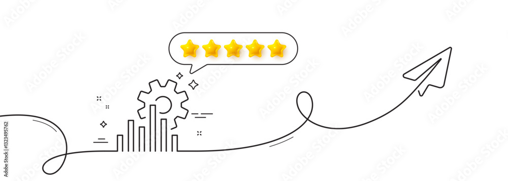 Poster seo graph line icon. continuous line with share plane. search engine optimization sign. analytics sy