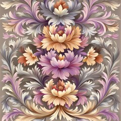 Intricate floral design artwork digital creation colorful patterns abstract style artistic viewpoint aesthetic concept