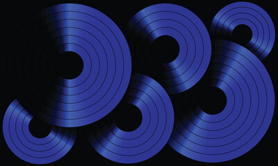 vector graphic of black background with blue half circle with glowing lines