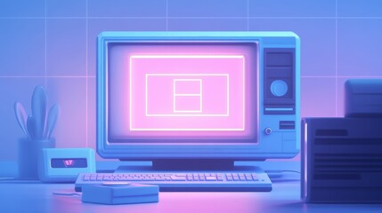Fototapeta premium Retro old computer user interface,Pink Y2K computer window page and retro interface of PC screenTrendy,y2k pc element,8 bit pixel art,Transgressive conceptual modern art,kawaii retro 90s style.