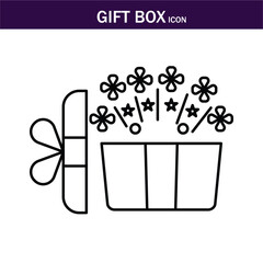 Gift box icon. Present gift box tied, open, birthday, valentine, wedding event, party, celebration, and achievement success. Vector illustration. Editable Stroke. EPS 10