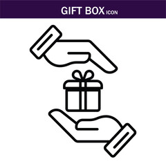 Gift box icon. Present gift box tied, open, birthday, valentine, wedding event, party, celebration, and achievement success. Vector illustration. Editable Stroke. EPS 10