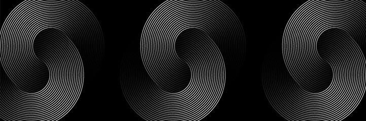 Abstract gold circle lines on dark background. Geometric stripe line art design. Vector illustration