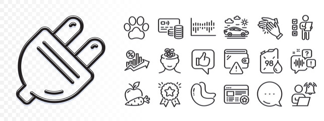 User notification, Column diagram and Card line icons for web app. Glare of light effect. Message icon. Pack of Petrol canister, Ranking star, Dog paw pictogram icons. Vector