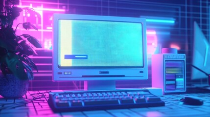 Fototapeta premium Retro old computer user interface,Pink Y2K computer window page and retro interface of PC screenTrendy,y2k pc element,8 bit pixel art,Transgressive conceptual modern art,kawaii retro 90s style.