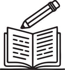 Book, pen or pencil line art icon. Editable book outline symbol and sign. Vector illustration design.