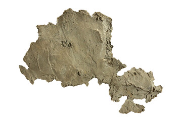 Cracked Plaster Fragment with Rough Texture Isolated on Transparent Background