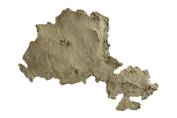 Cracked Plaster Fragment with Rough Texture Isolated on Transparent Background