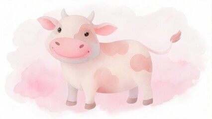 pink pig on white background