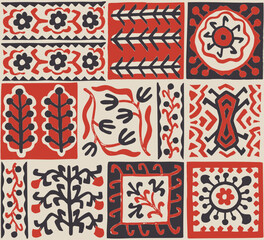 Seamless geometric pattern. Ornament in folk style. Ethnic and tribal motifs. Print for children's textiles, decor. Vector illustration.
