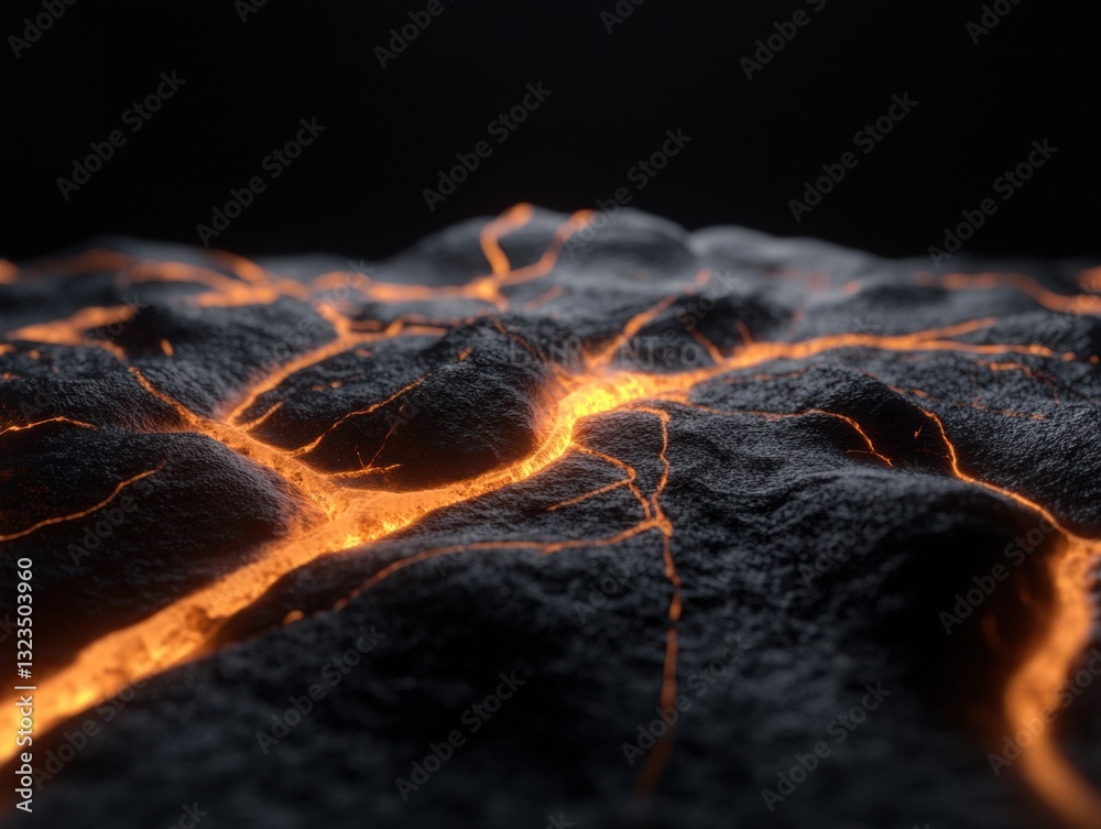 Aufkleber Molten Innovation AI-Driven Neural Network Visualization with Glowing Techno-Organic Pathways - Cutting-Edge Digital Transformation Concept