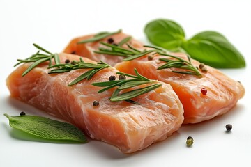 Fresh Salmon Fillets with Herbs and Spices. Generative AI