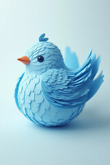 Fototapeta premium Elegant Papercraft Blue Bird – Layered Paper Art for DIY & Decor