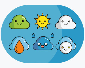 Naklejka premium a set of weather cartoon icons