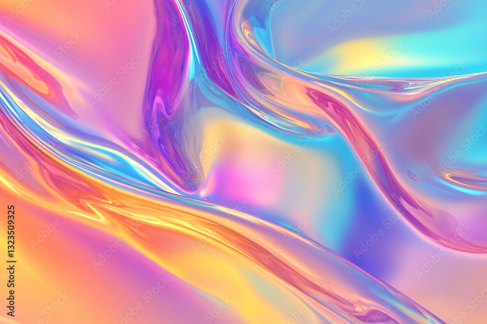 Poster stunningly colorful abstract background with holographic texture and subtle iridescence evoking a se