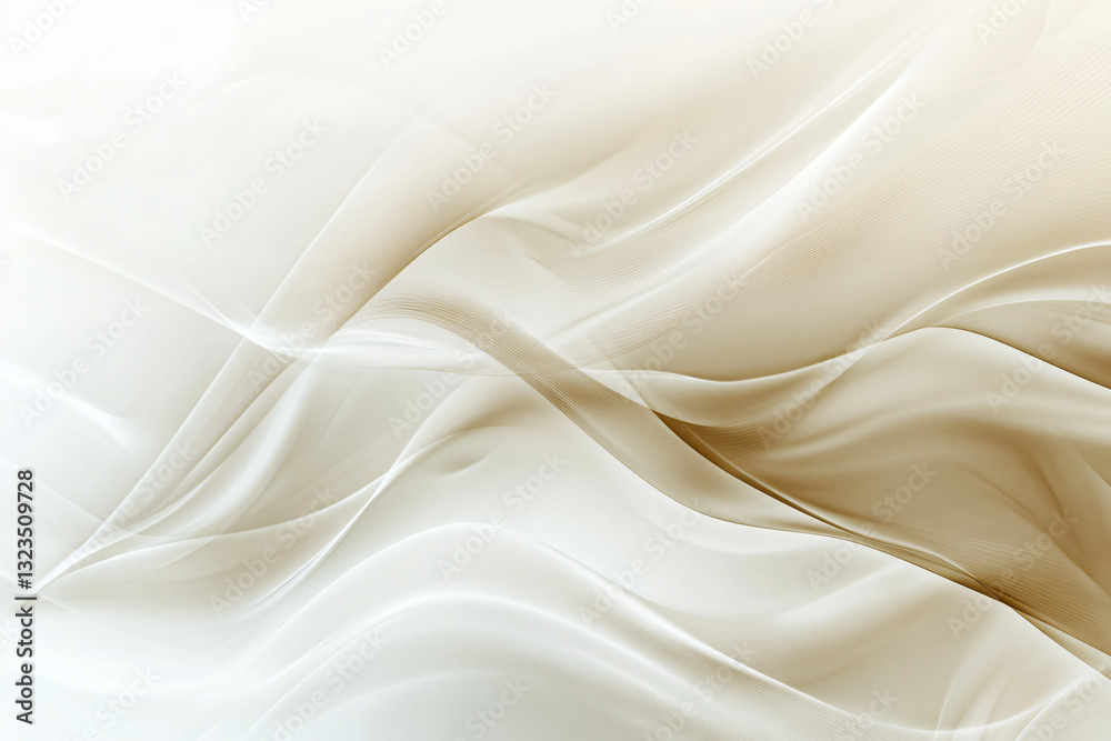 Aufkleber serene abstract background with flowing waves in white and beige colors depicting high-quality neutr
