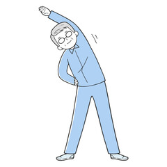 体操するシニア男性 健康な高齢者