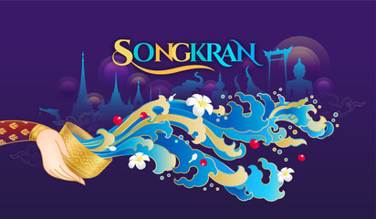 thailand water splash festival banner tourism attractions concept