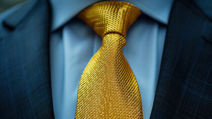 Gold Tie: A formal silk tie woven with golden threads, offering a striking, elegant appearance that adds a luxurious touch to any suit or outfit.
