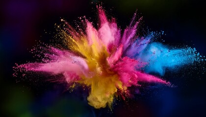 Fototapeta premium Vibrant Holi Powder Explosion. Colorful cloud of mixed pigments. Dynamic motion effect. Joyful & energetic texture