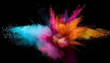 Fototapeta premium Vibrant Holi Powder Explosion. Colorful cloud of mixed pigments. Dynamic motion effect. Joyful & energetic texture