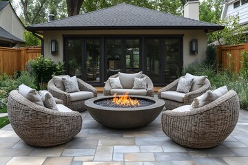 Cozy Outdoor Seating with Fire Pit for Relaxing Evenings and Social Gatherings