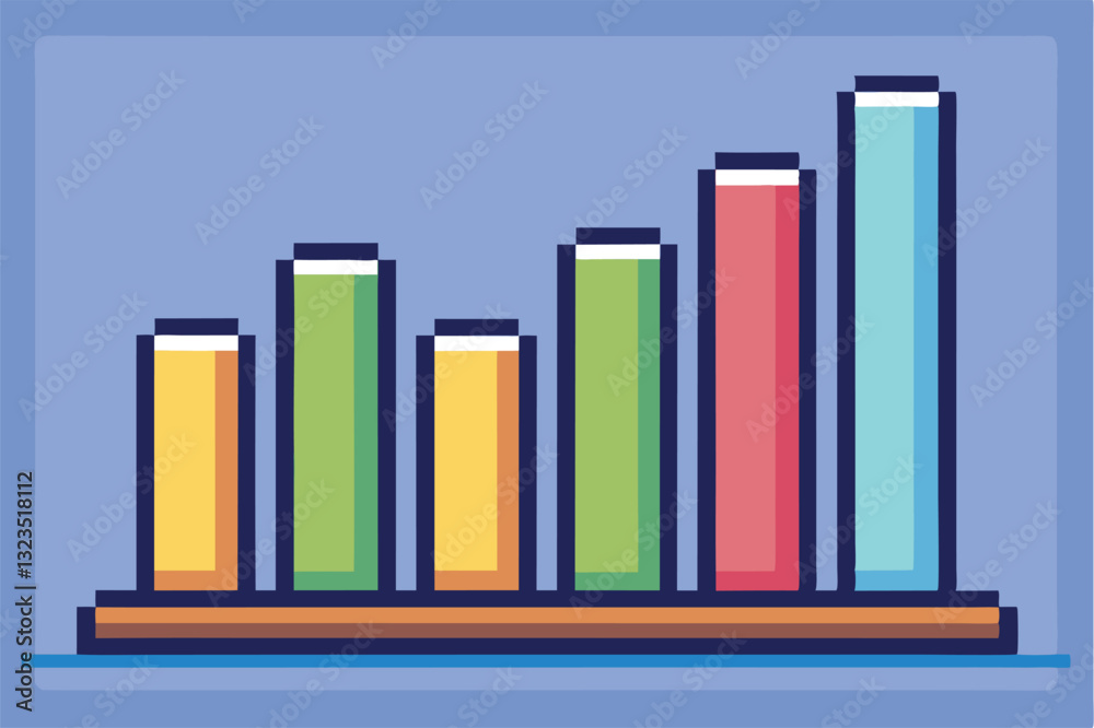 Leinwandbilder vector illustration of a colorful bar graph displaying data trends, showcasing growth with various h