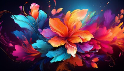 Futuristic abstract design featuring bold floral elements intertwined with sleek, sharp polygon shapes. Modern aesthetic perfect for digital art, technology, and contemporary themes.

