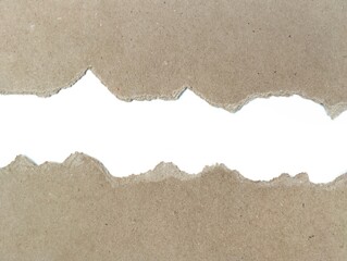 Brown ripped paper torn edges strips isolated on white background 