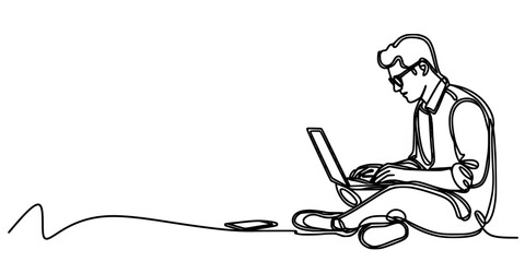 man with a laptop, man working on laptop, Man Working on Laptop Outdoors