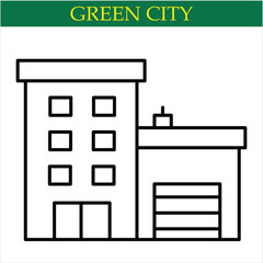 Green City Vector Line Icon  art by illustrator eps 10.