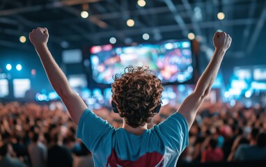 Fototapeta premium Triumphant Celebration at a Thrilling Gaming Tournament