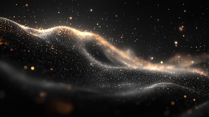 Obraz premium Black background showcasing golden and white stars creating a stunning celestial display of light