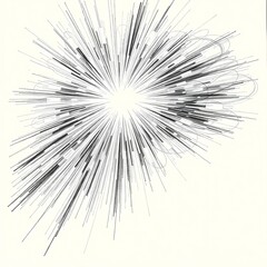 Obraz premium Abstract Burst of Energy: A dynamic and visually striking abstract artwork featuring a radiant central point from which numerous linear elements radiate outward.