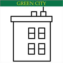 Green City Vector Line Icon  art by illustrator eps 10.