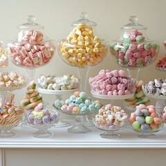 Pastel Meringue Candy Buffet Wedding Dessert Ideas
