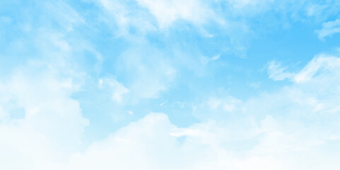 Background with clouds on blue sky. Sky Blue Background, Vector Clear Sky Cloud. Sunny day with sunlight morning in Winter, Horizon Nature Landscape Vector background. 