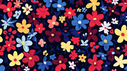 Ditsy flower seamless pattern. Simple floral texture. Flower silhouettes. Small meadow plants. Summer botanical origin. For fabrics and textures