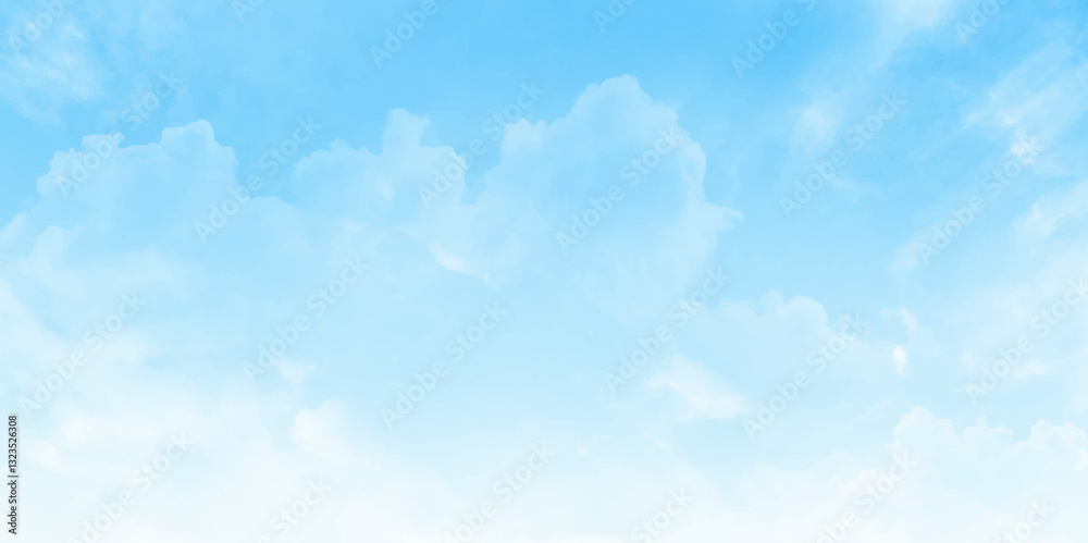 Fototapete Background with clouds on blue sky. Beautiful view of blue sky with clouds. Vector background. 